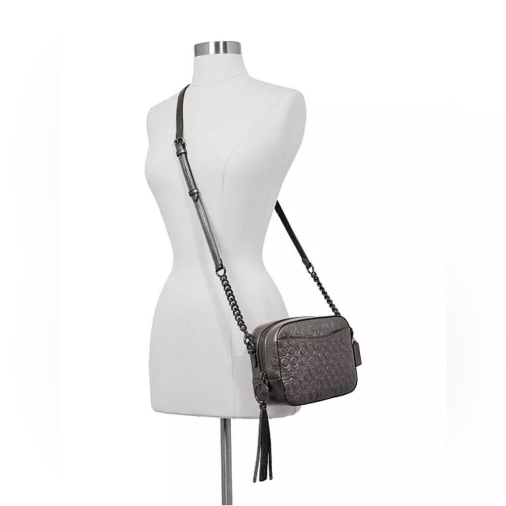 Coach Metallic Signature Embossed Leather Camera Bag - Picture 3 of 15